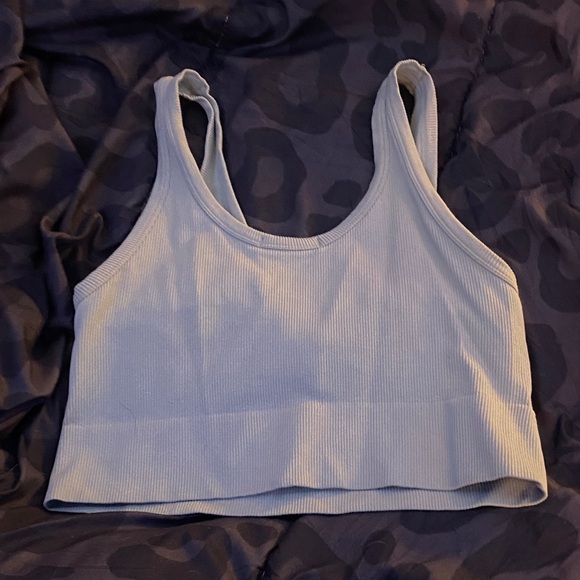 Light Blue Ribbed Crop Top - Picture 2 of 2